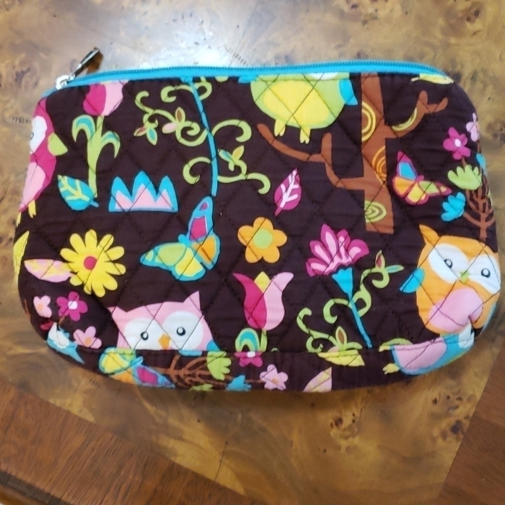N. Gil Make-up Bag Cutch Owl Design Gingham Reversible EUC